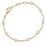 Gold Celestial Pearl Chain Bracelet