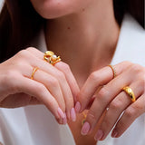 Gold Floe Pearl Ring