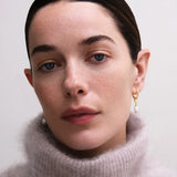 Gold Floe Pearl Drop Huggie Earrings