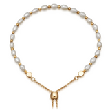 White Pearl Kula Bracelet in Yellow Gold Vermeil