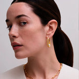 Gold Floe Pearl Hoop Earrings