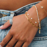 Gold Celestial Pearl Chain Bracelet